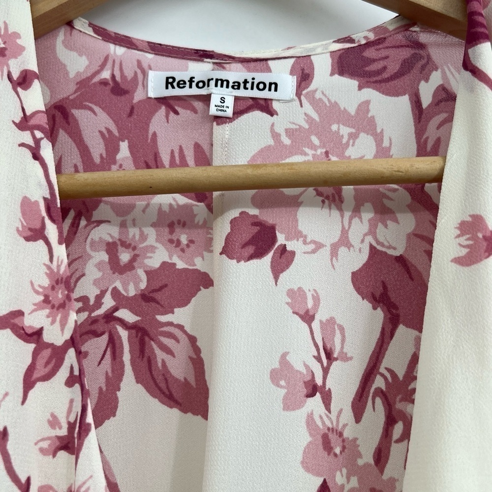 NWT Reformation Winslow Wrap Maxi Dress Side Slit SIZE S in Crista Pink Floral - Picture 6 of 8